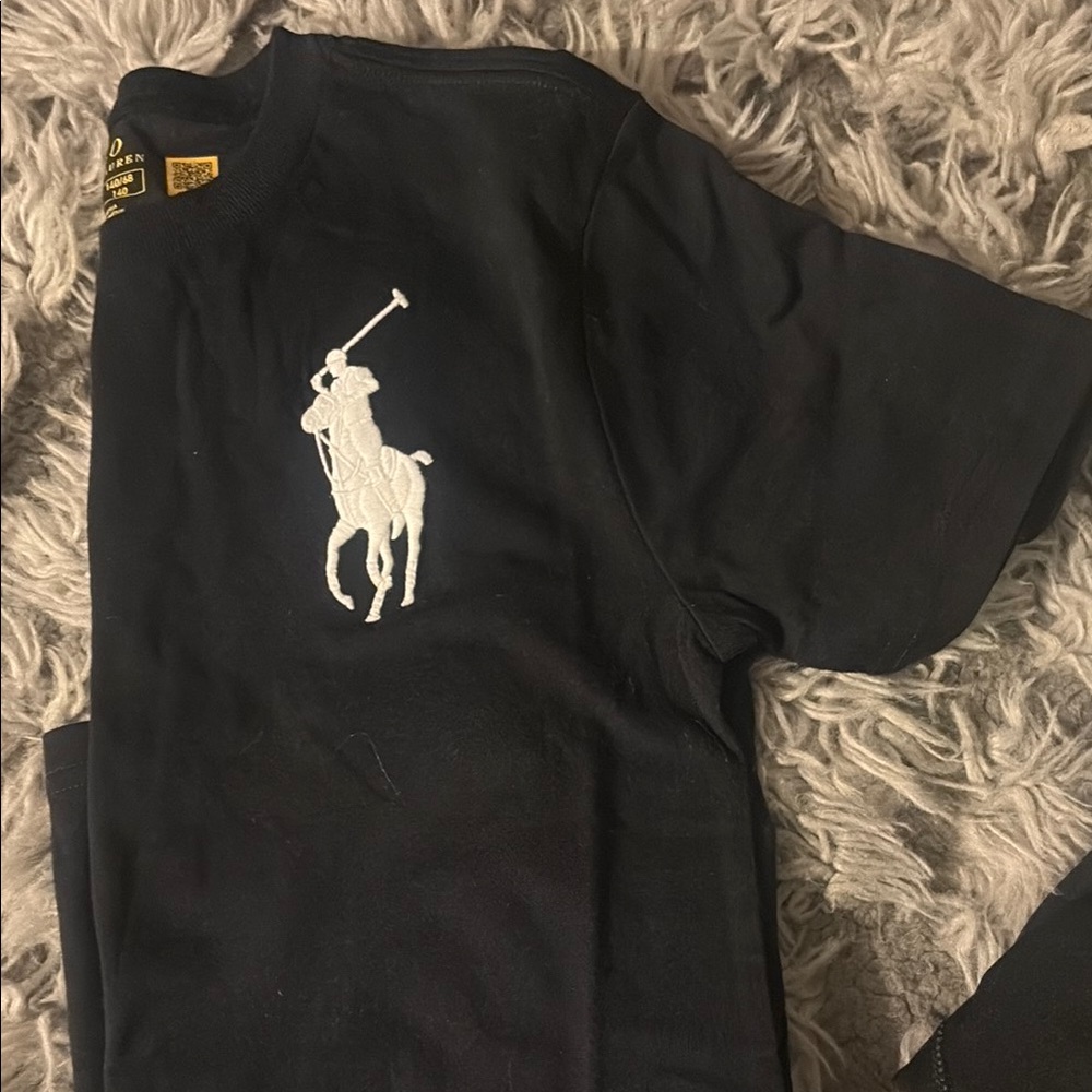 Ralph Lauren Black T-Shirt with White Logo